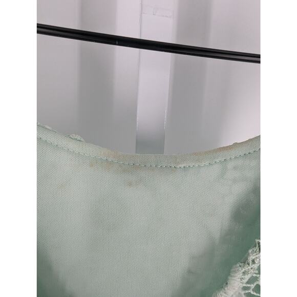 Francescas Women Sz L Knee Length Cap Sleeve Dress Light Teal Crochet Top A Line - Picture 5 of 6